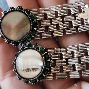 VTG Silver and Green Statement Cufflinks